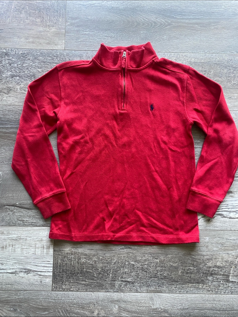 Polo by Ralph Lauren Red Quarter-Zip Cotton Sweater Boys Size Large 14-16